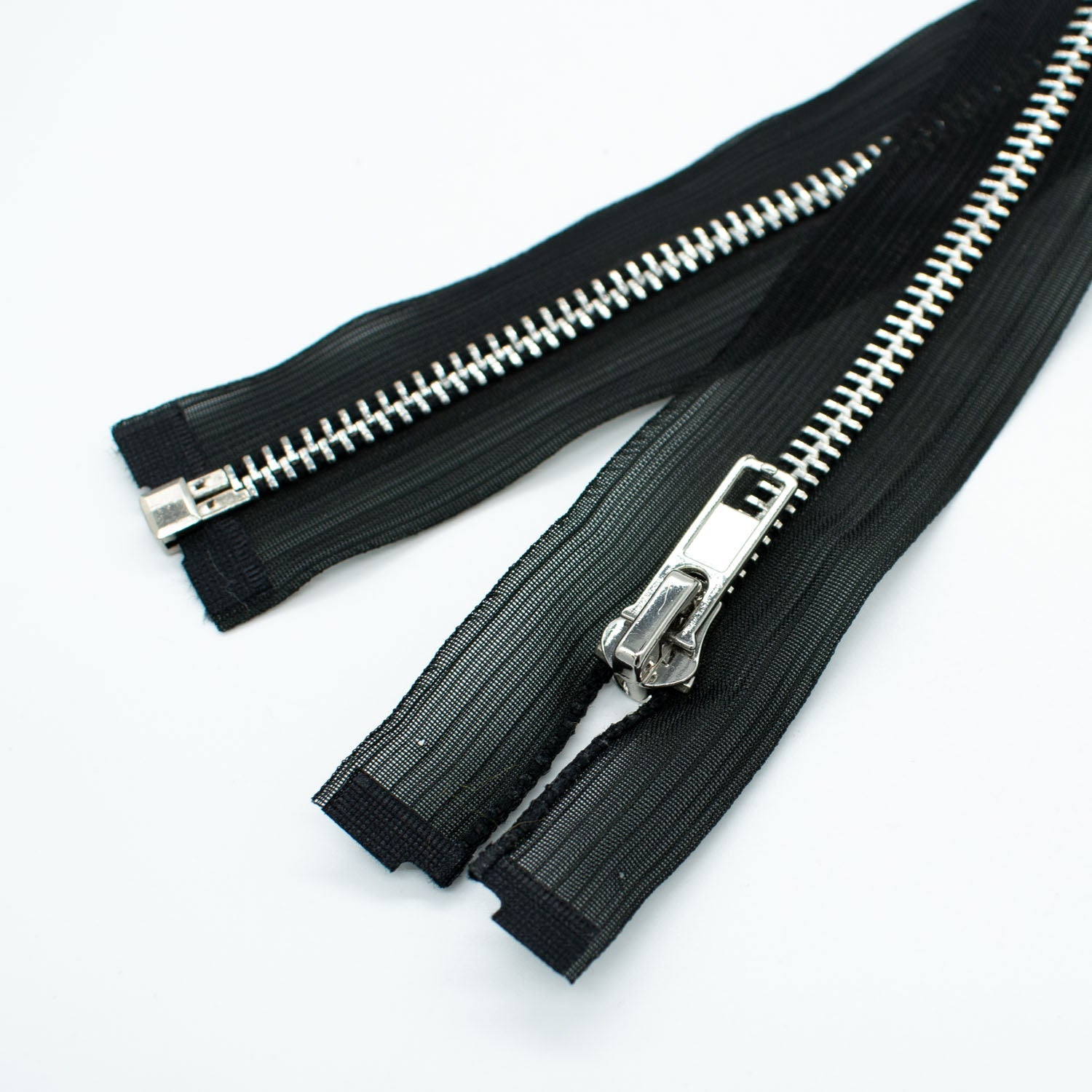 Open End Nylon Metal Fashion Zip 45CM Black & Silver
