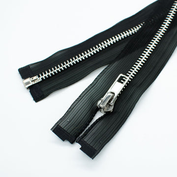 Open End Nylon Metal Fashion Zip 45CM Black & Silver