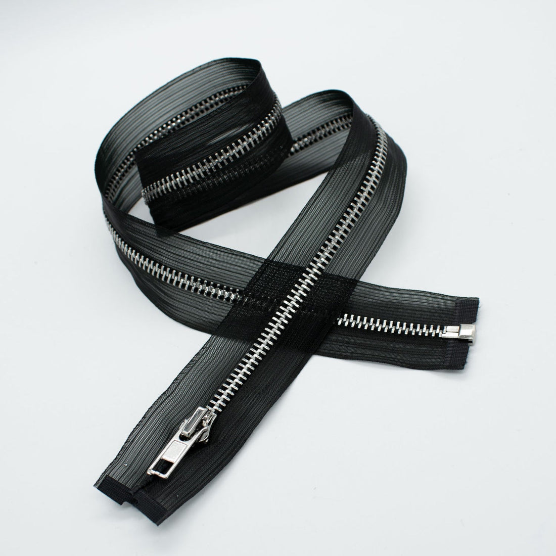 Open End Nylon Metal Fashion Zip 45CM Black & Silver
