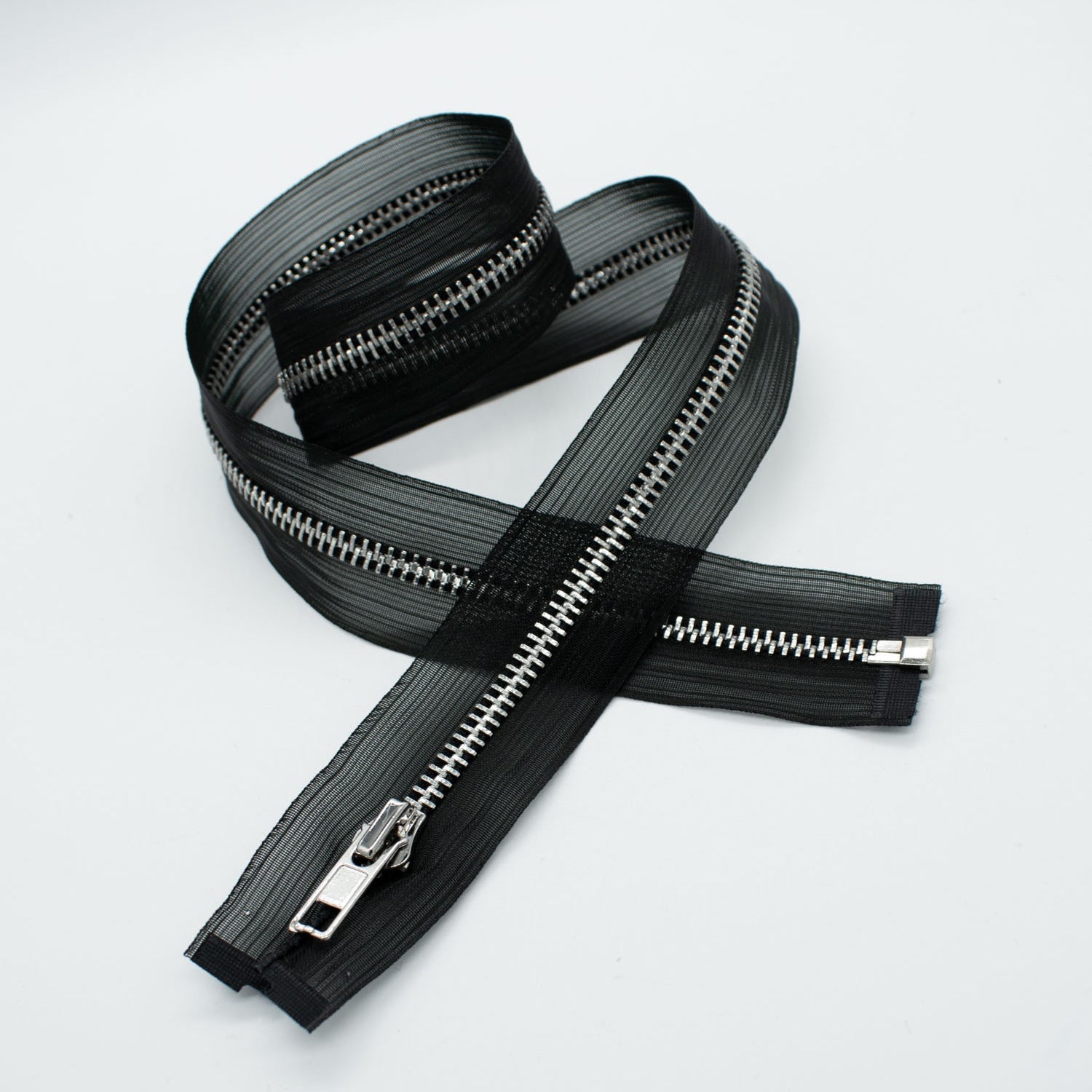 Open End Nylon Metal Fashion Zip 45CM Black & Silver