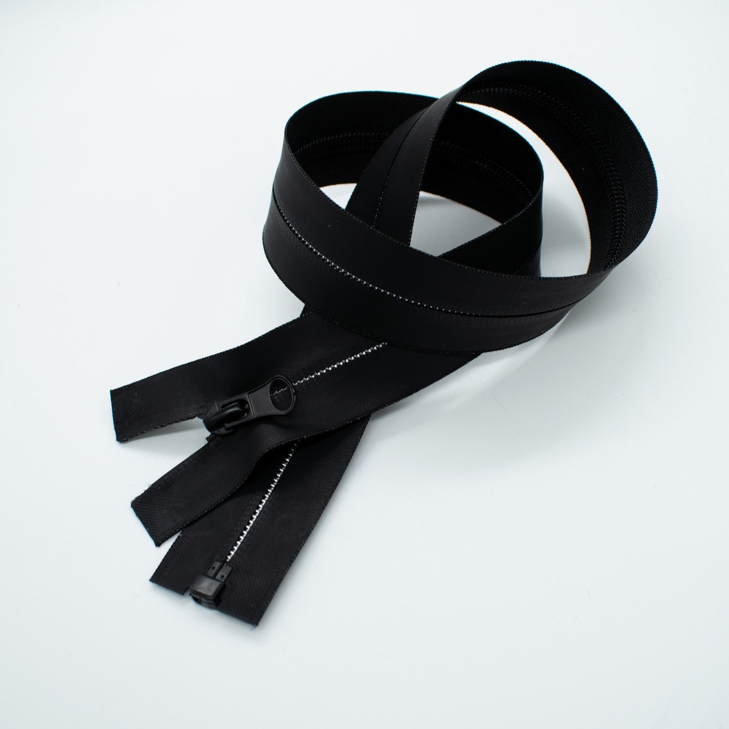 Open End Water Resistant Rubber Tube Coil Invisible Zip 45mm Black & Silver