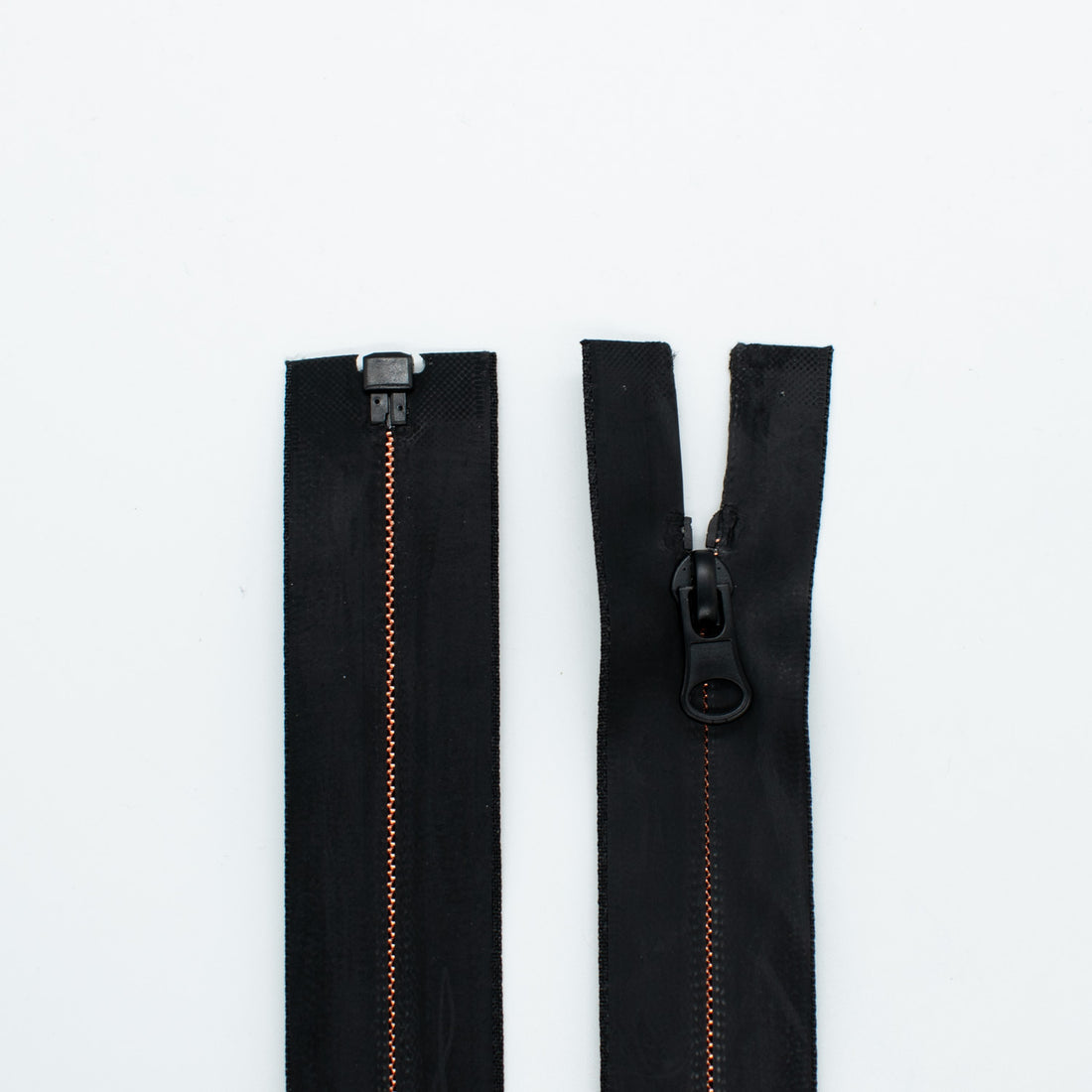 Open End Water Resistant Rubber Tube Coil Invisible Zip 65mm Black & Rose Gold