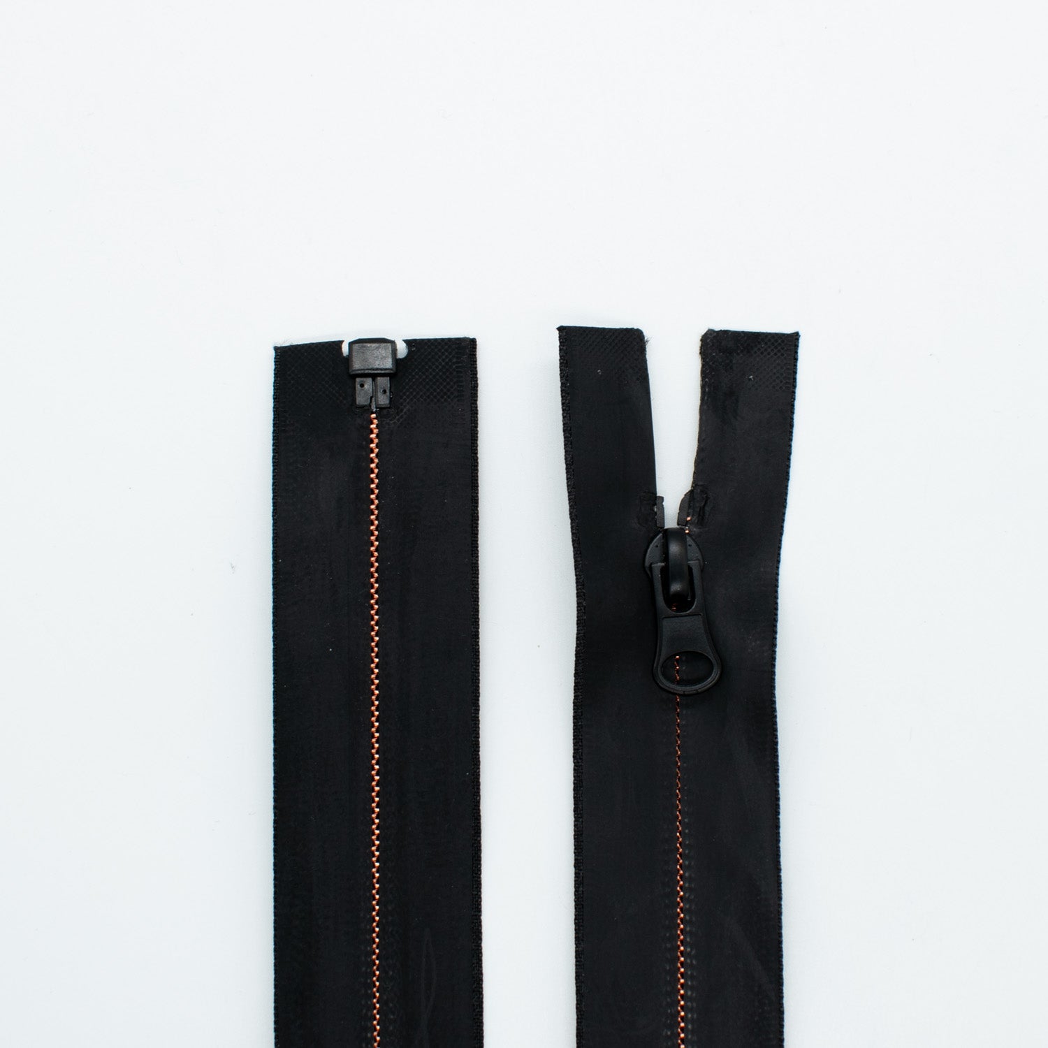 Open End Water Resistant Rubber Tube Coil Invisible Zip 65mm Black & Rose Gold