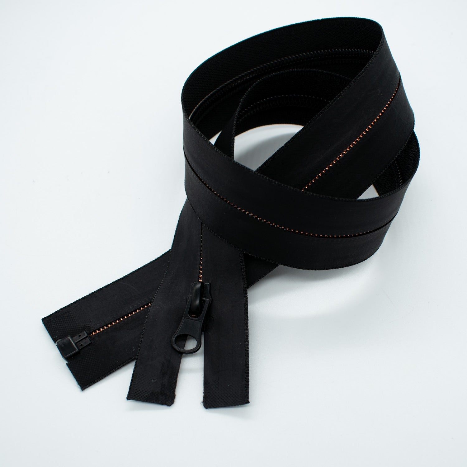 Open End Water Resistant Rubber Tube Coil Invisible Zip 45mm Black & Rose Gold