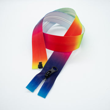 Open End Water Resistant Rubber Tube Coil Invisible Zip 45mm Rainbow