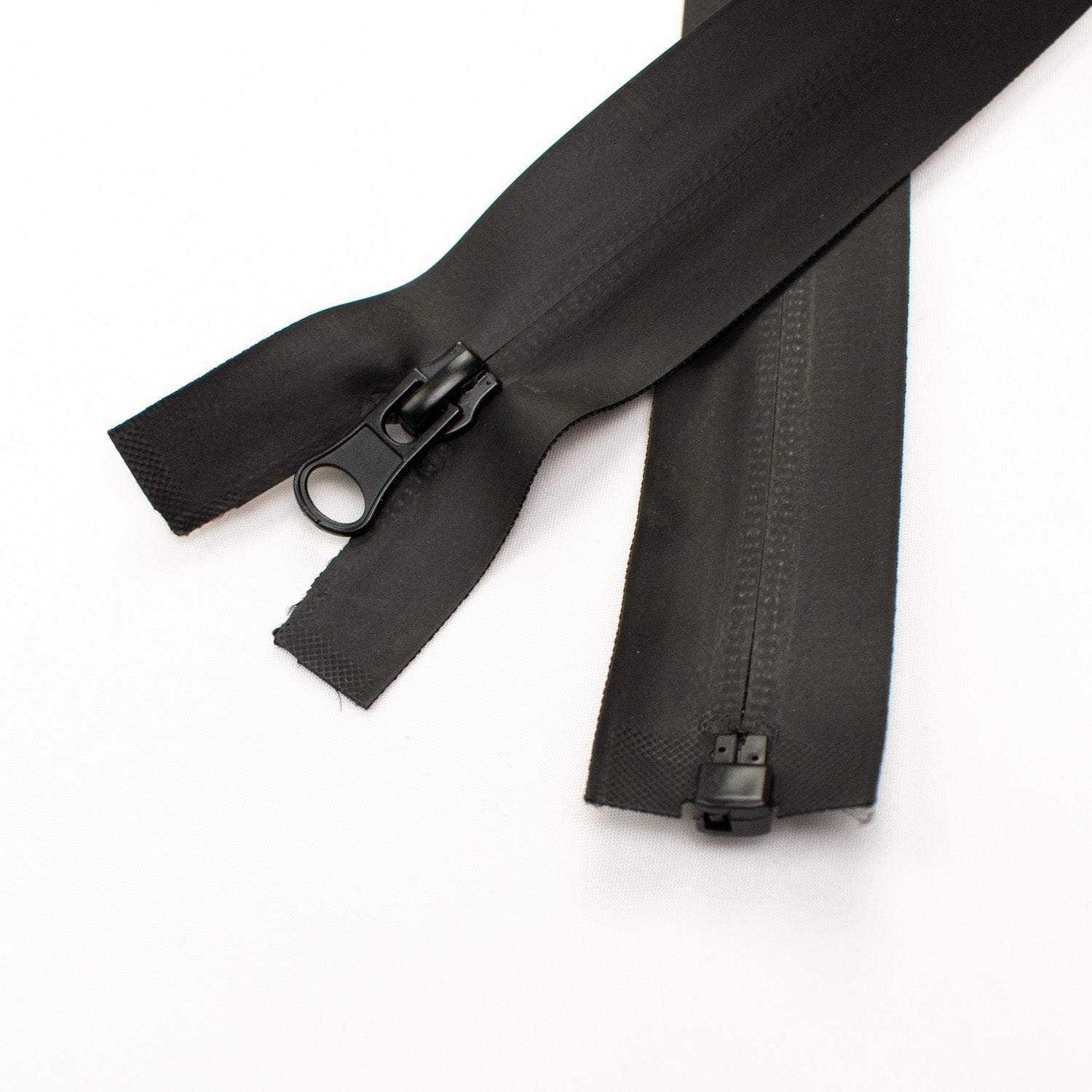 Open End Water Resistant Rubber Tube Coil Invisible Zip 65mm Black