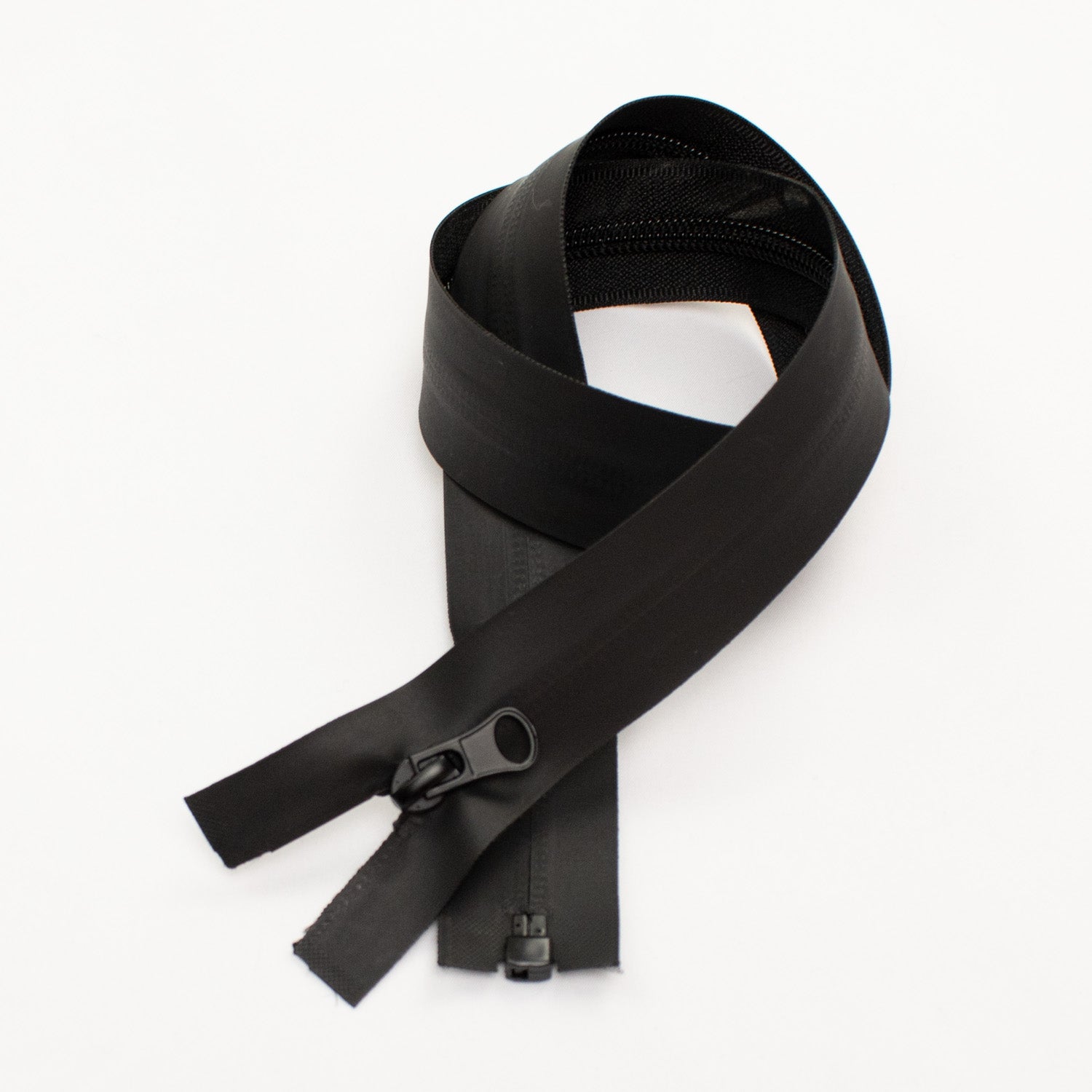 Open End Water Resistant Rubber Tube Coil Invisible Zip 65mm Black