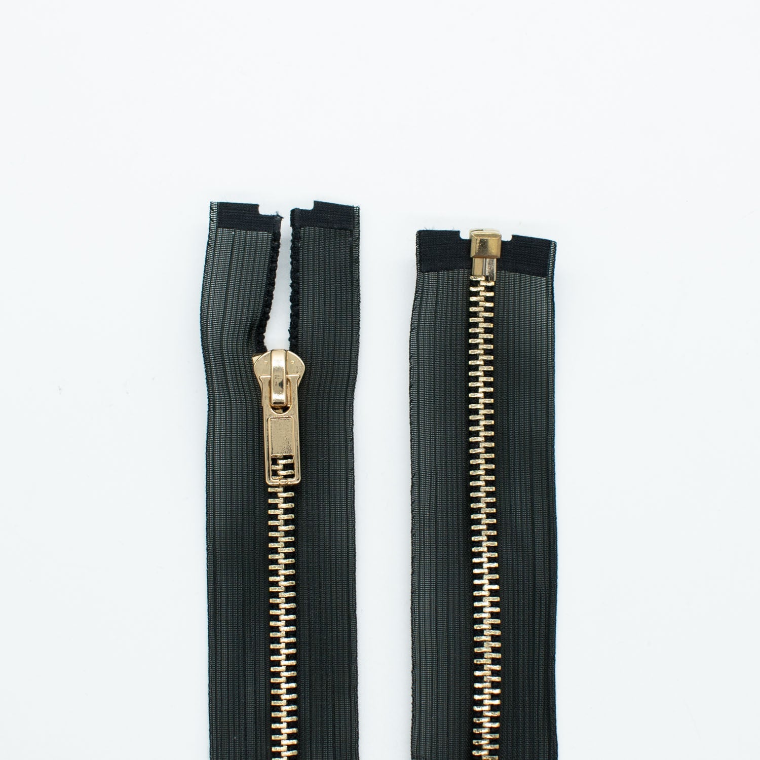 Open End Nylon Metal Fashion Zip 45CM Black & Gold