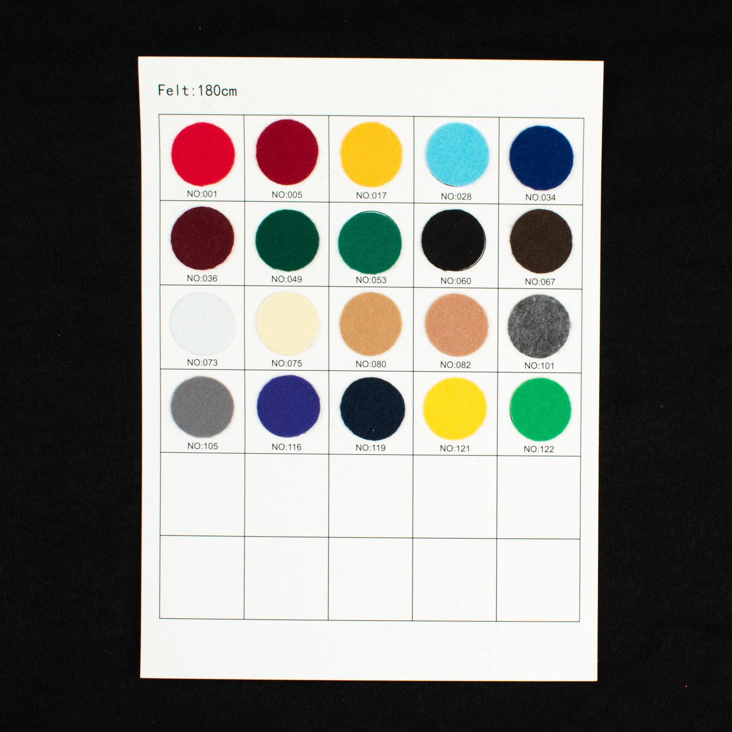 Felt 180cm Sample Book