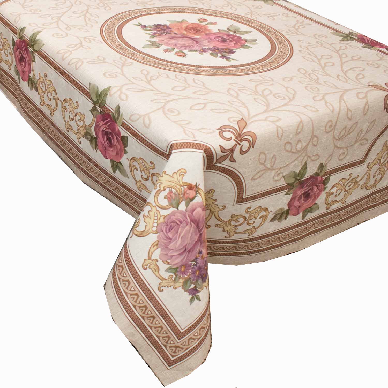 Pink Rose & Vines Plastic Tablecloth Fabric 150X120 cm Panel