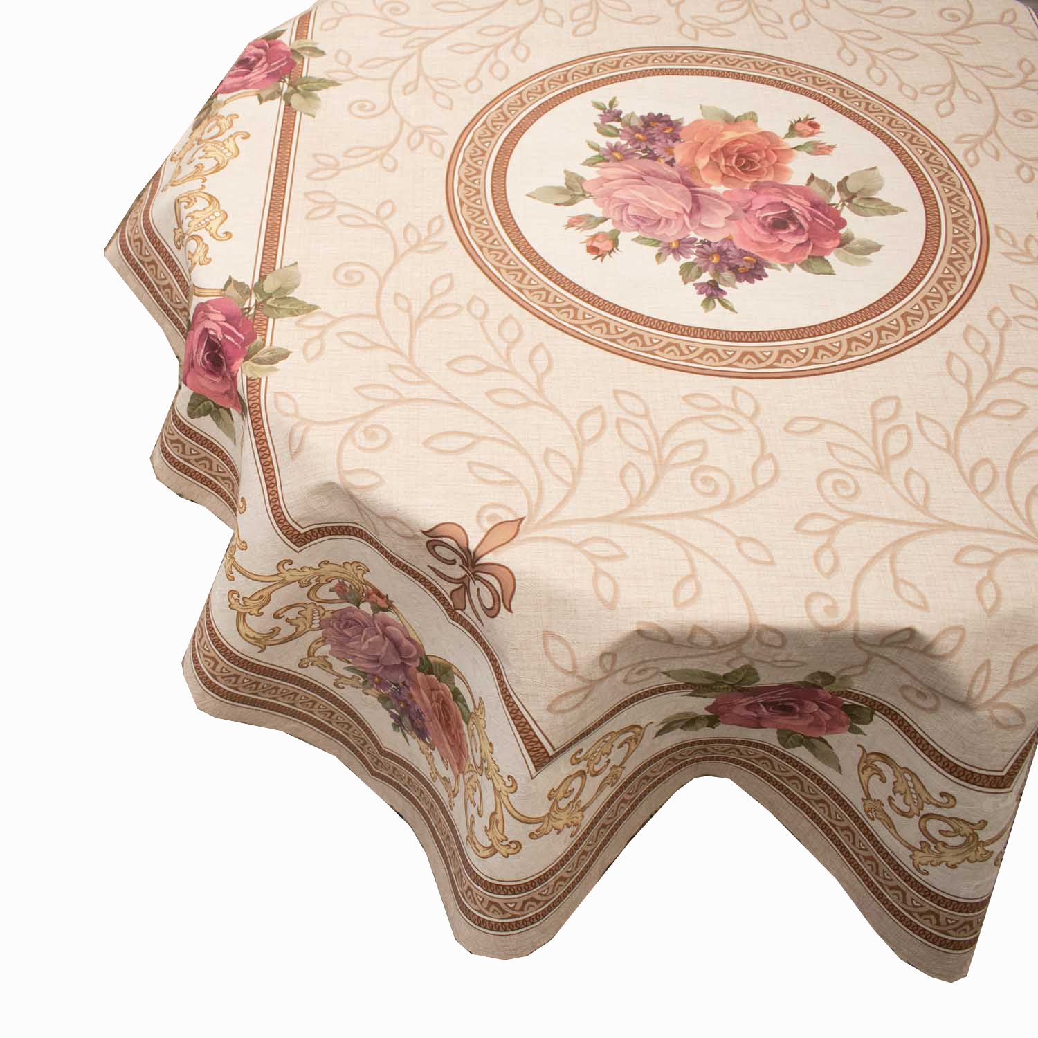 Pink Rose & Vines Plastic Tablecloth Fabric 150X120 cm Panel