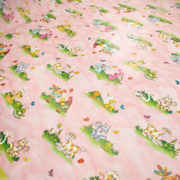 Animals on Pink Plastic Tablecloth Fabric