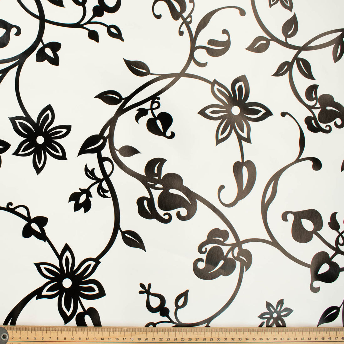 Black Vines Plastic Tablecloth Fabric