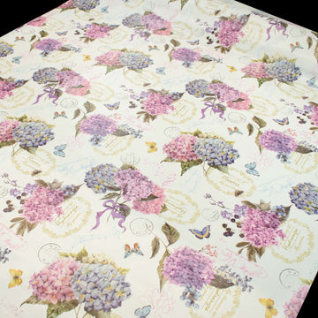 Pink & Lilac Hydrangea Plastic Tablecloth Fabric
