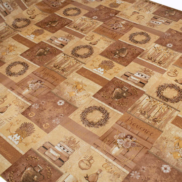 Garden Brown Plastic Tablecloth Fabric
