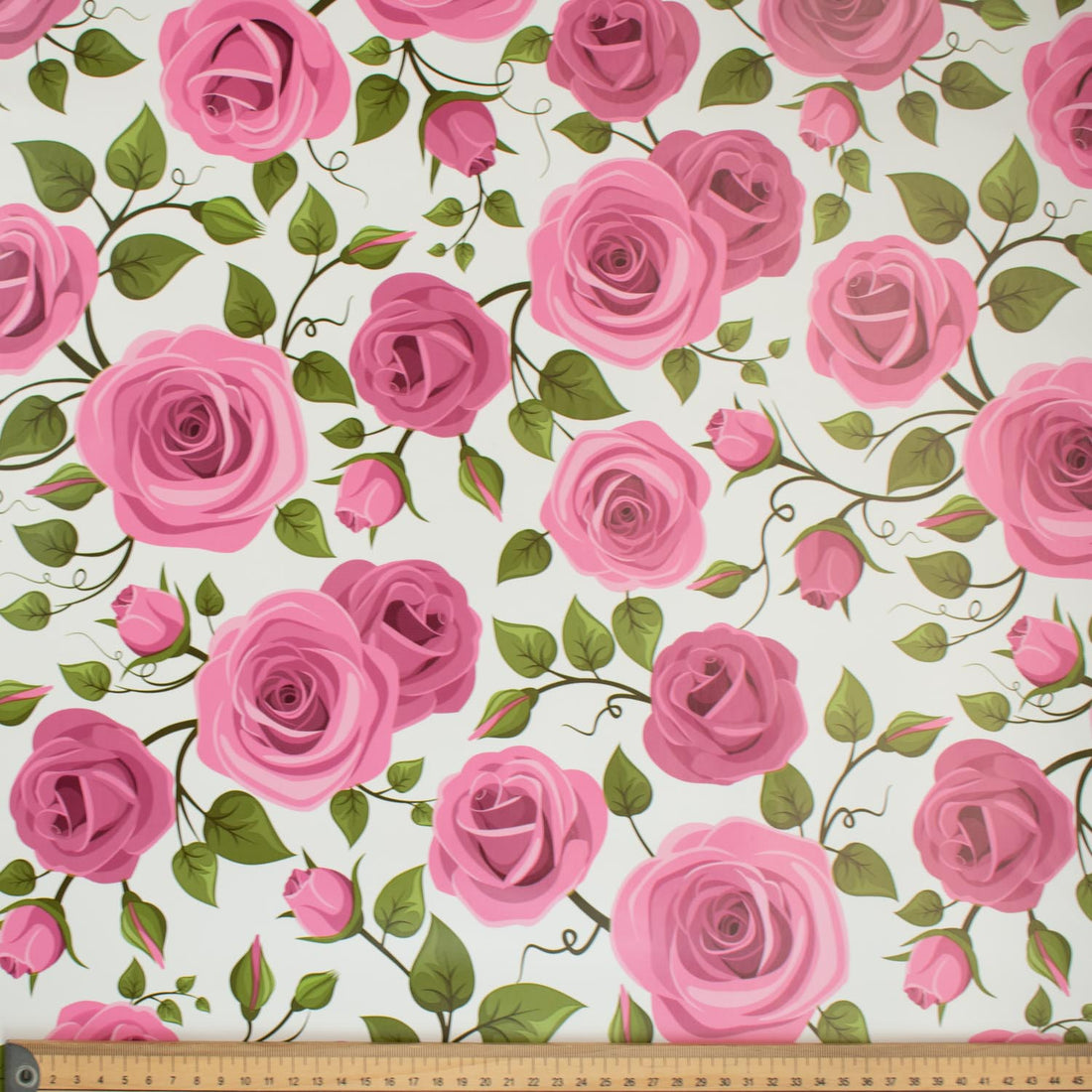 Pink Roses Vines Plastic Tablecloth Fabric