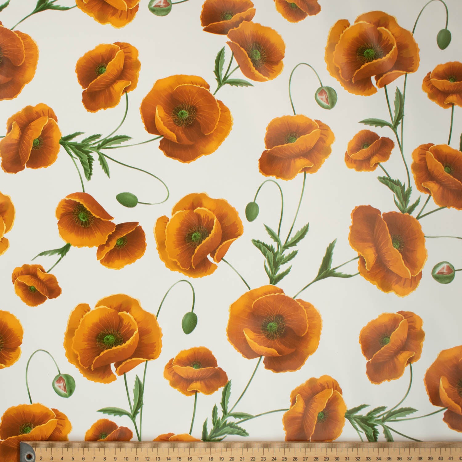 Orange Poppy Flower Plastic Tablecloth Fabric