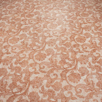 Brown Paisley Vines Plastic Tablecloth Fabric