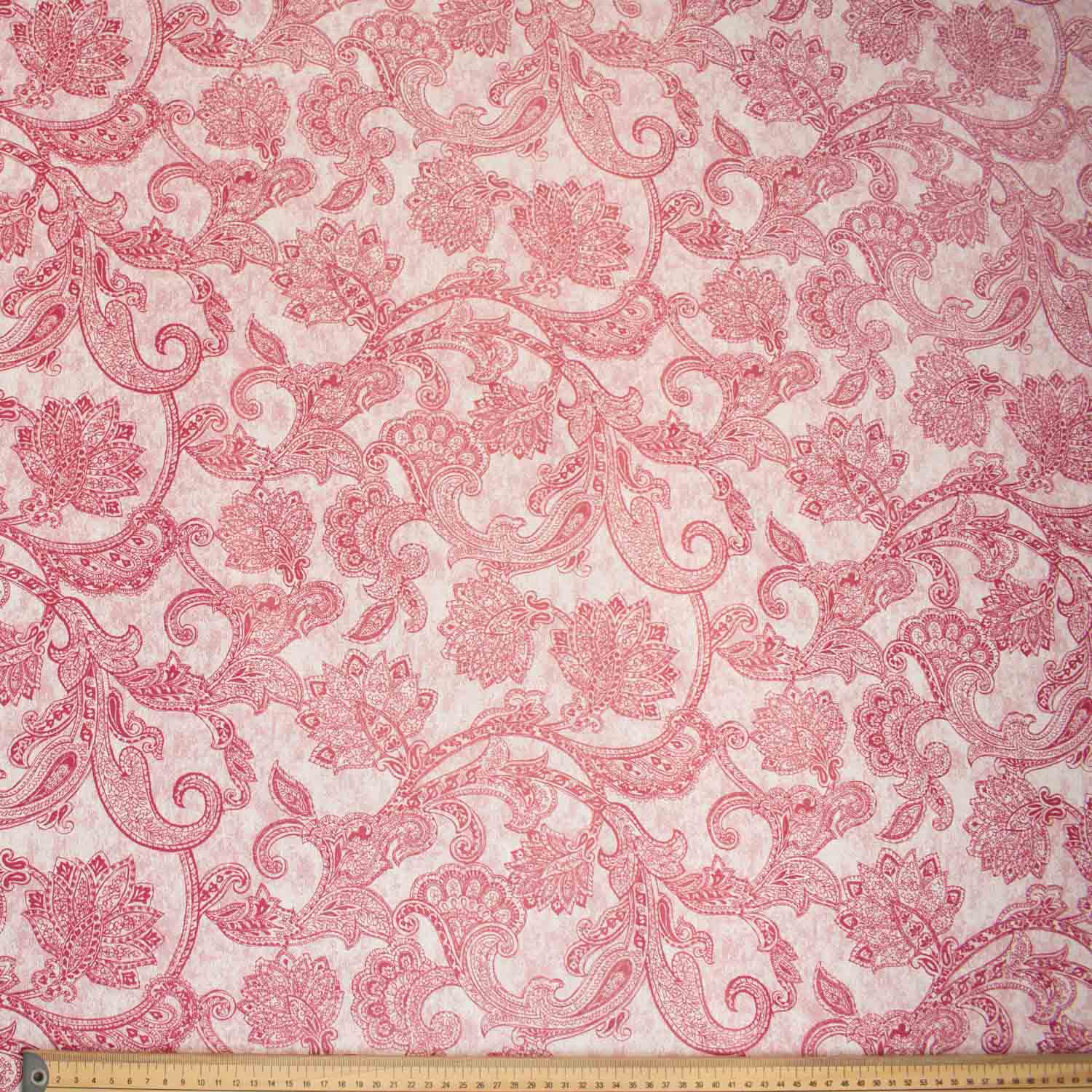 Pink Paisley Vines Plastic Tablecloth Fabric