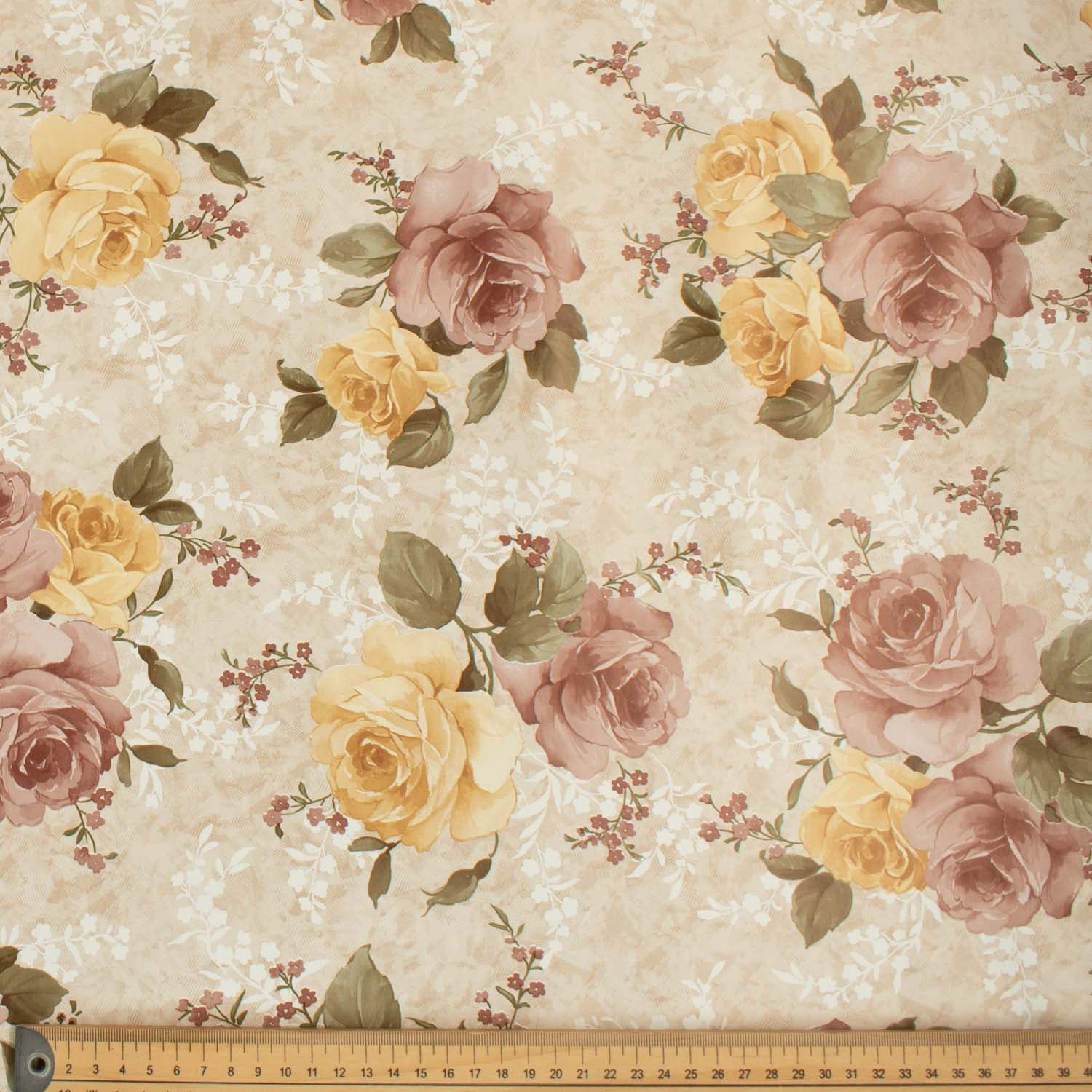Brown & Yellow Plastic Tablecloth Fabric