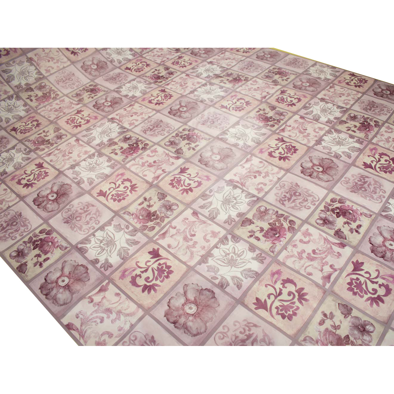 Lilac & Vines Check Plastic Tablecloth Fabric