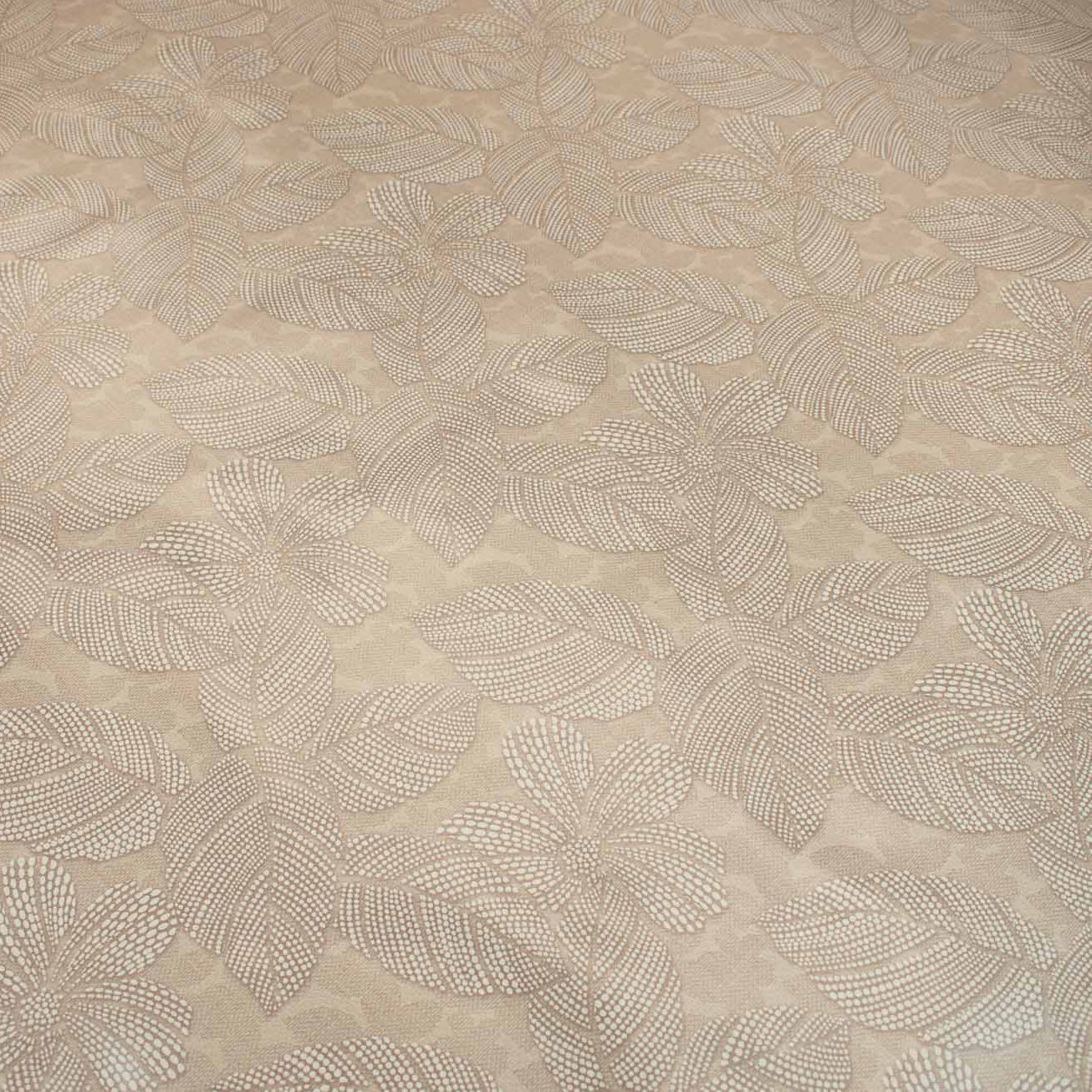 Beige Leaves Plastic Tablecloth Fabric