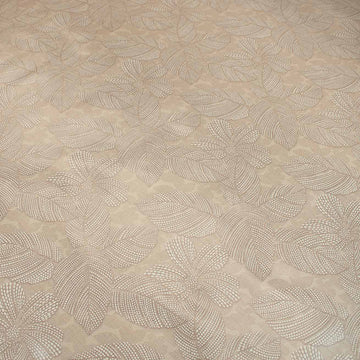 Beige Leaves Plastic Tablecloth Fabric