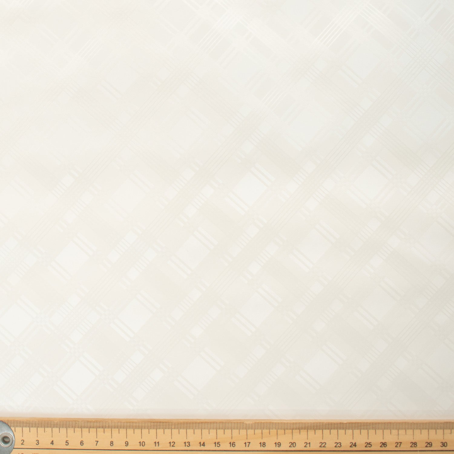 White Checks Tone on Tone Plastic Tablecloth Fabric