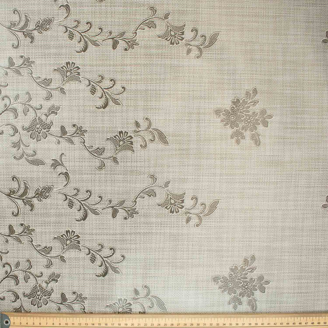 Vines on Grey Plastic Tablecloth Fabric