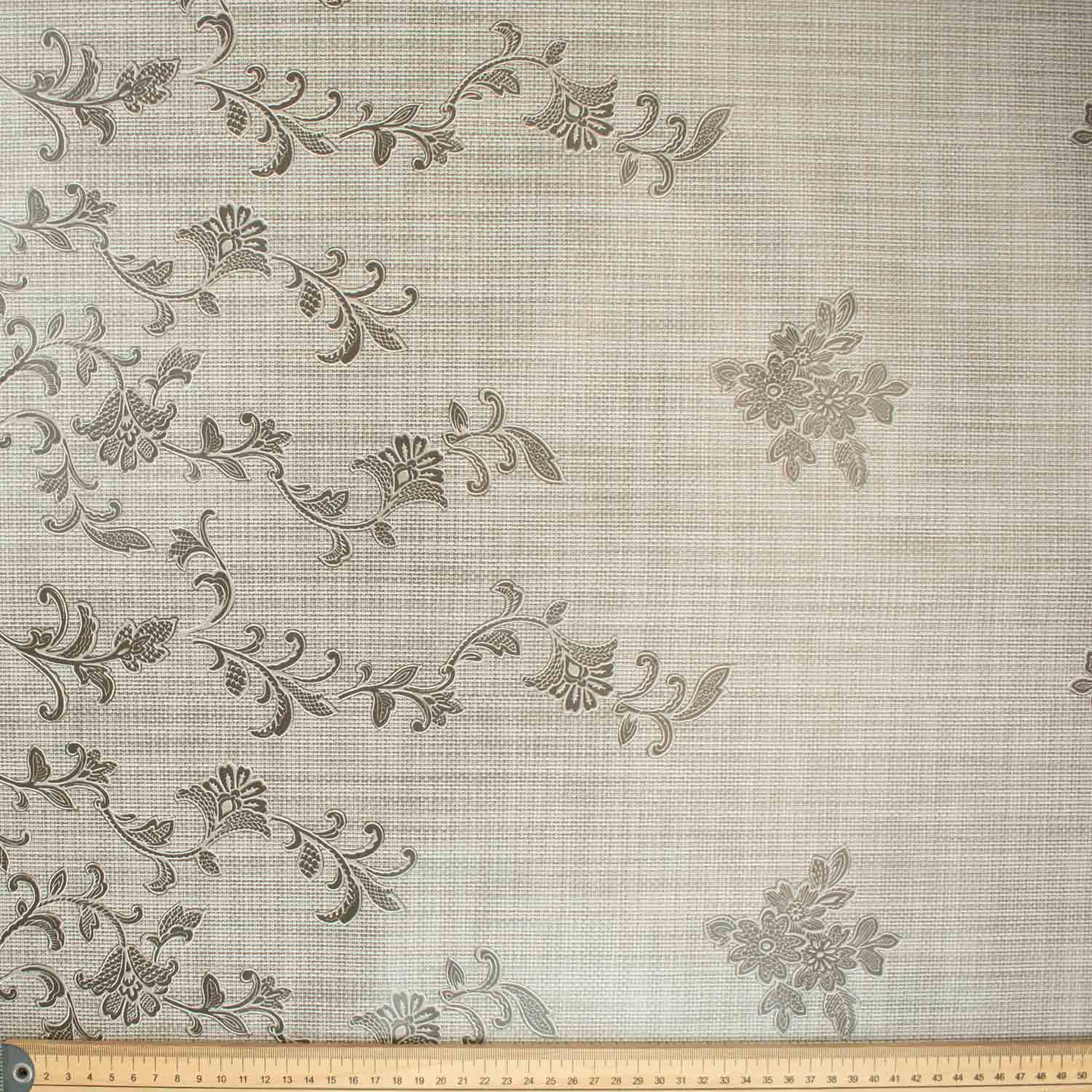 Vines on Grey Plastic Tablecloth Fabric