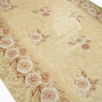 Cream Floral Edge & Vines Plastic Tablecloth Fabric