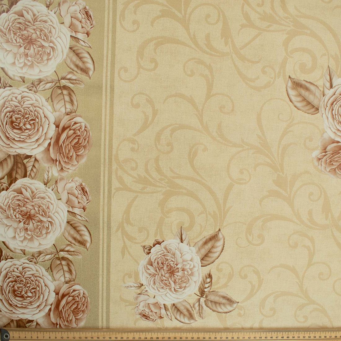 Cream Floral Edge & Vines Plastic Tablecloth Fabric