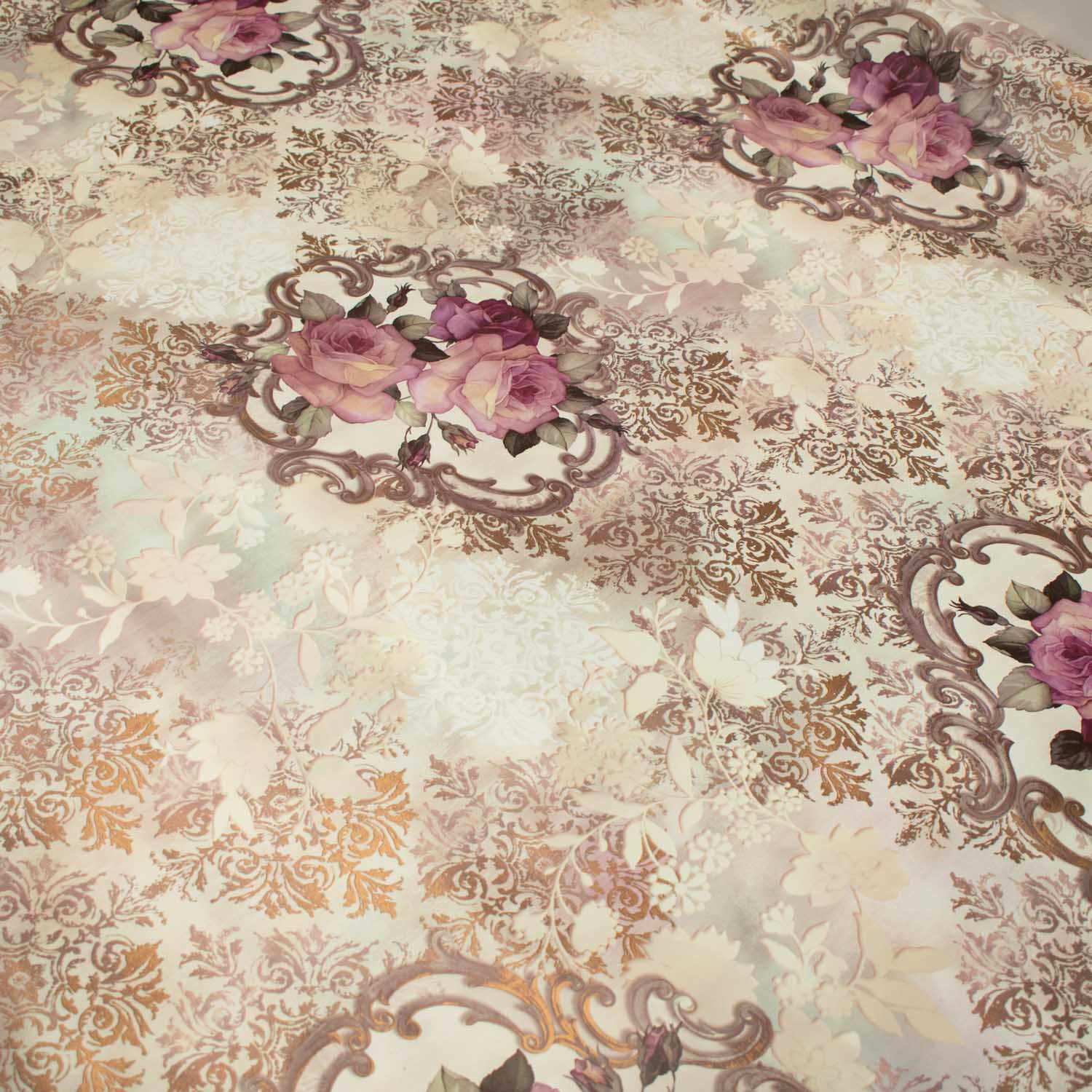 Brown & Pink Roses Plastic Tablecloth Fabric – Homecraft Textiles