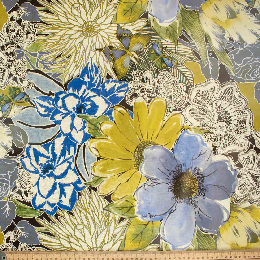 Water Colour Flowers Green Plastic Tablecloth Fabric