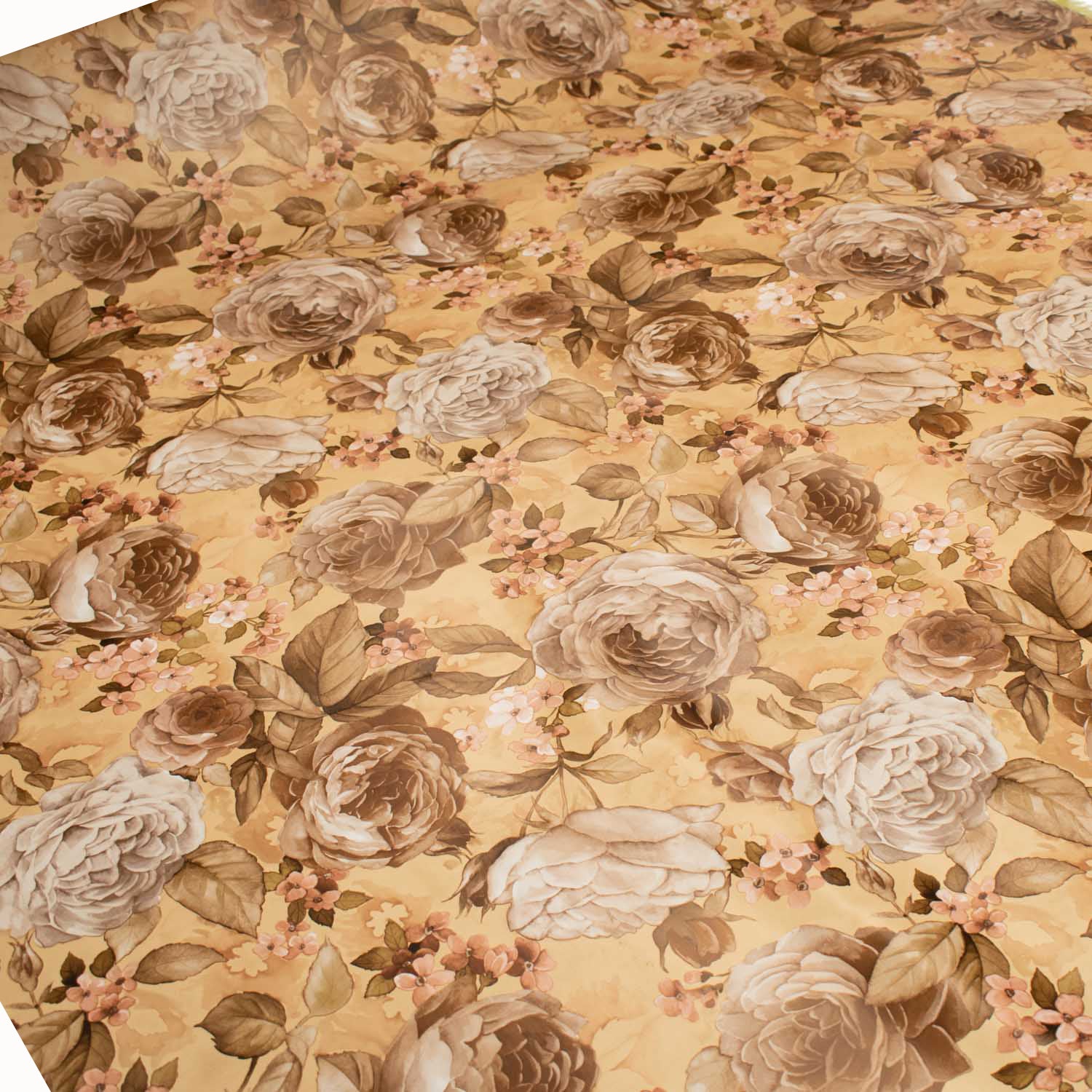 Dark Brown Flowers Plastic Tablecloth Fabric