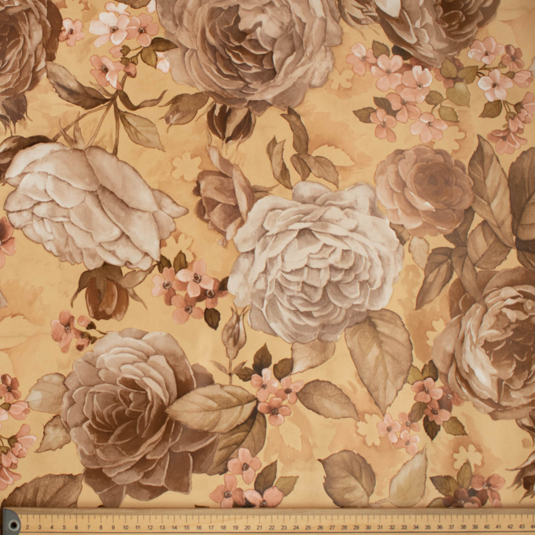 Dark Brown Flowers Plastic Tablecloth Fabric