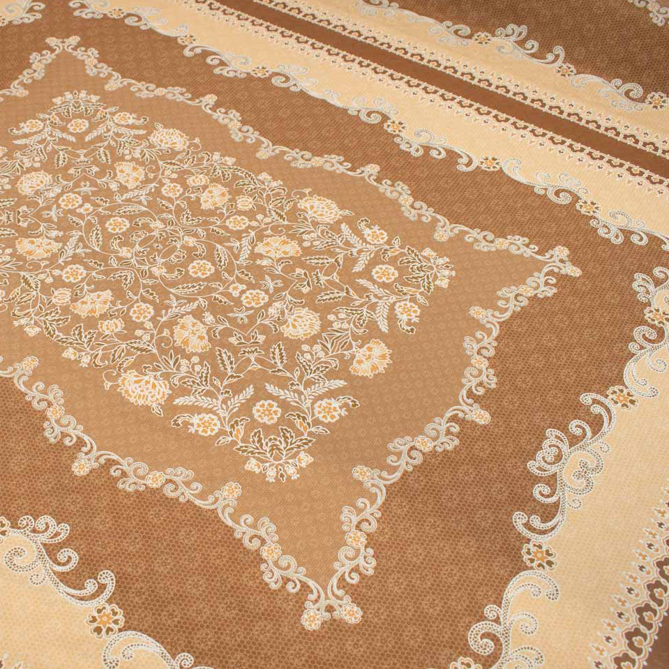 Brown Floral Vines Rectangle Plastic Tablecloth Fabric 150X120 cm Panel