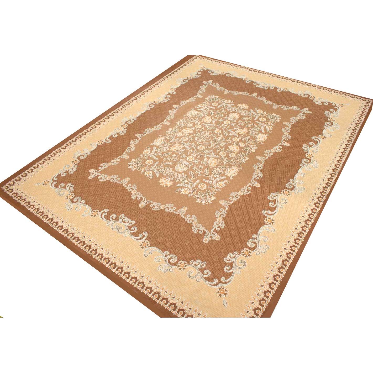 Brown Floral Vines Rectangle Plastic Tablecloth Fabric 150X120 cm Panel