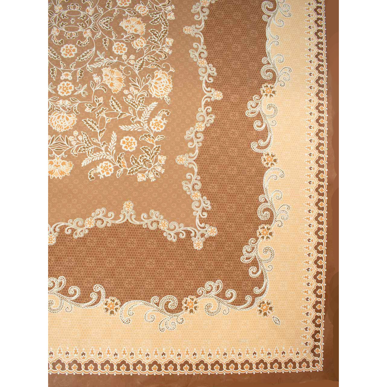 Brown Floral Vines Rectangle Plastic Tablecloth Fabric 150X120 cm Panel