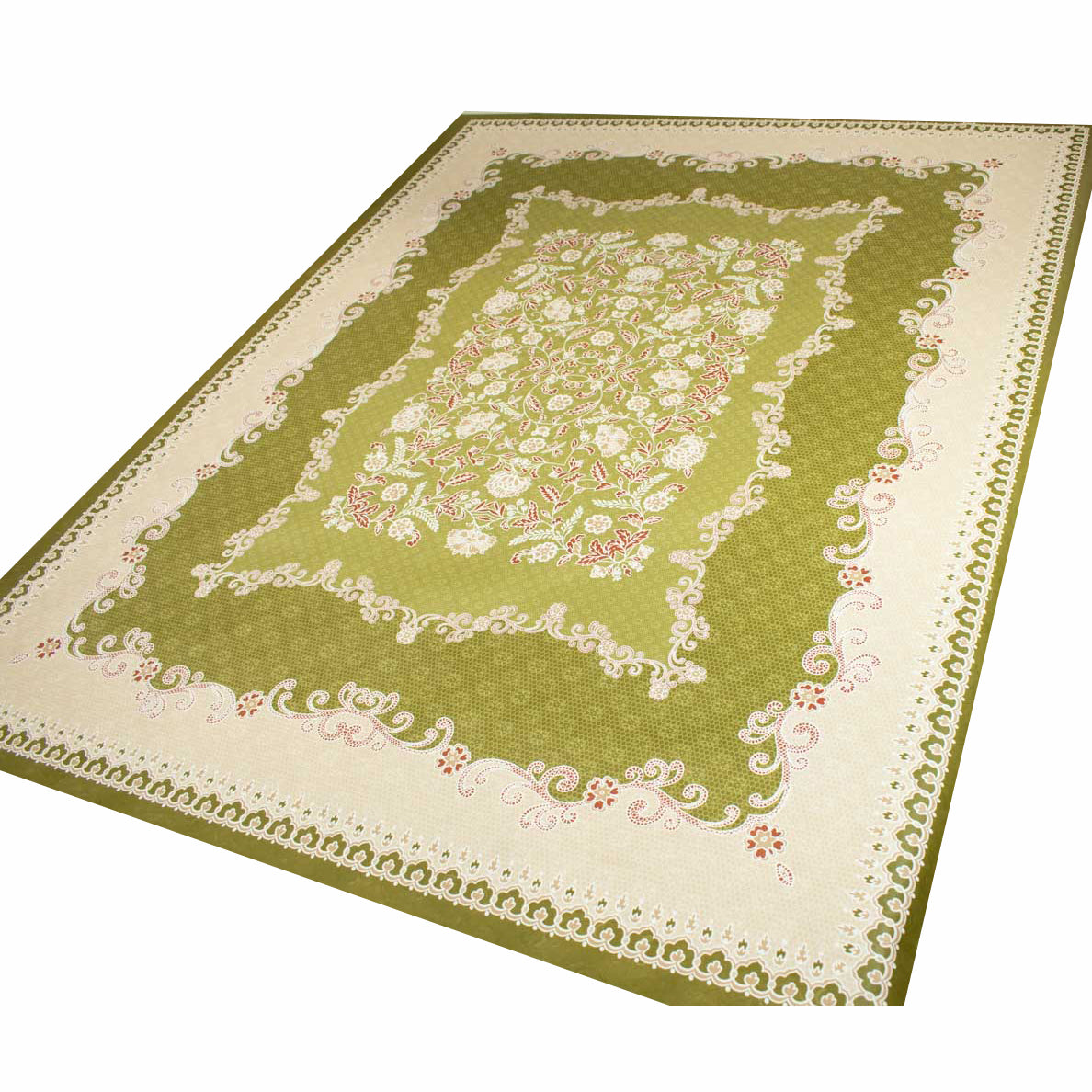 Green Floral Vines Rectangle Plastic Tablecloth Fabric 150X120 cm Panel