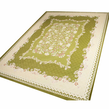 Green Floral Vines Rectangle Plastic Tablecloth Fabric 150X120 cm Panel