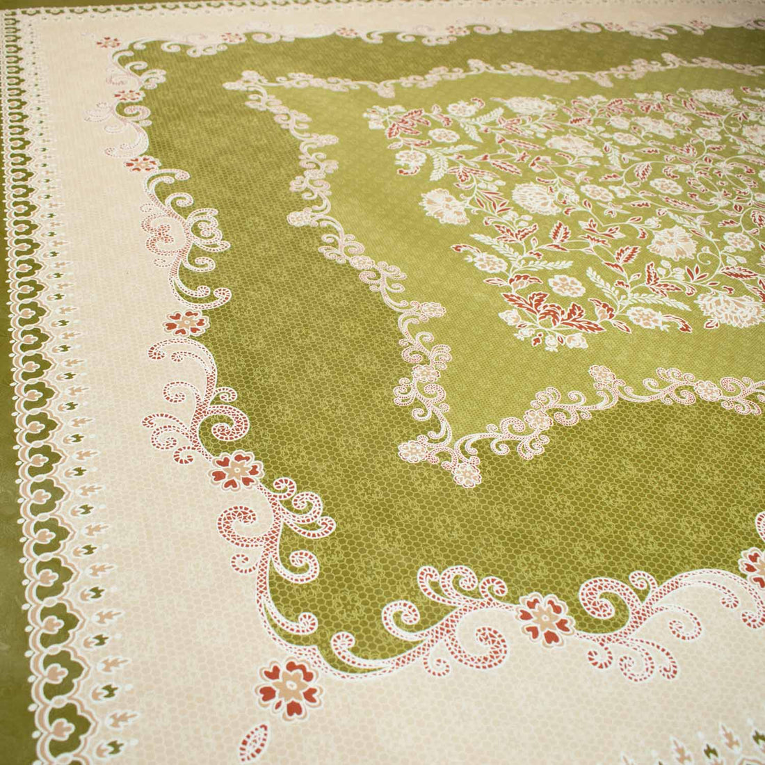 Green Floral Vines Rectangle Plastic Tablecloth Fabric 150X120 cm Panel
