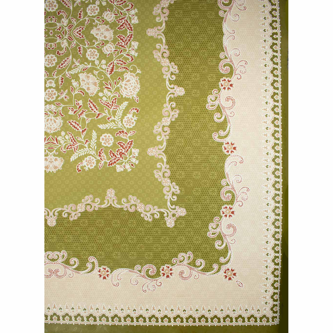 Green Floral Vines Rectangle Plastic Tablecloth Fabric 150X120 cm Panel