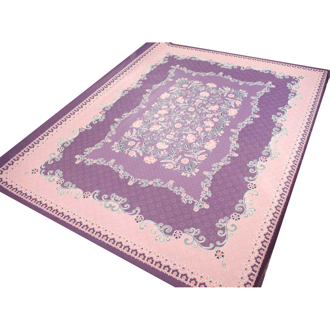 Purple & Pink Floral Vines Rectangle Plastic Tablecloth Fabric 150X120 cm Panel