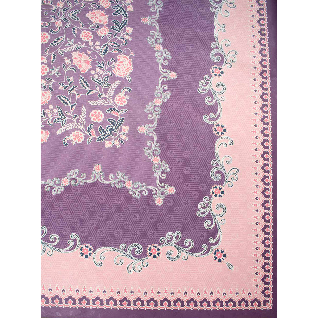 Purple & Pink Floral Vines Rectangle Plastic Tablecloth Fabric 150X120 cm Panel