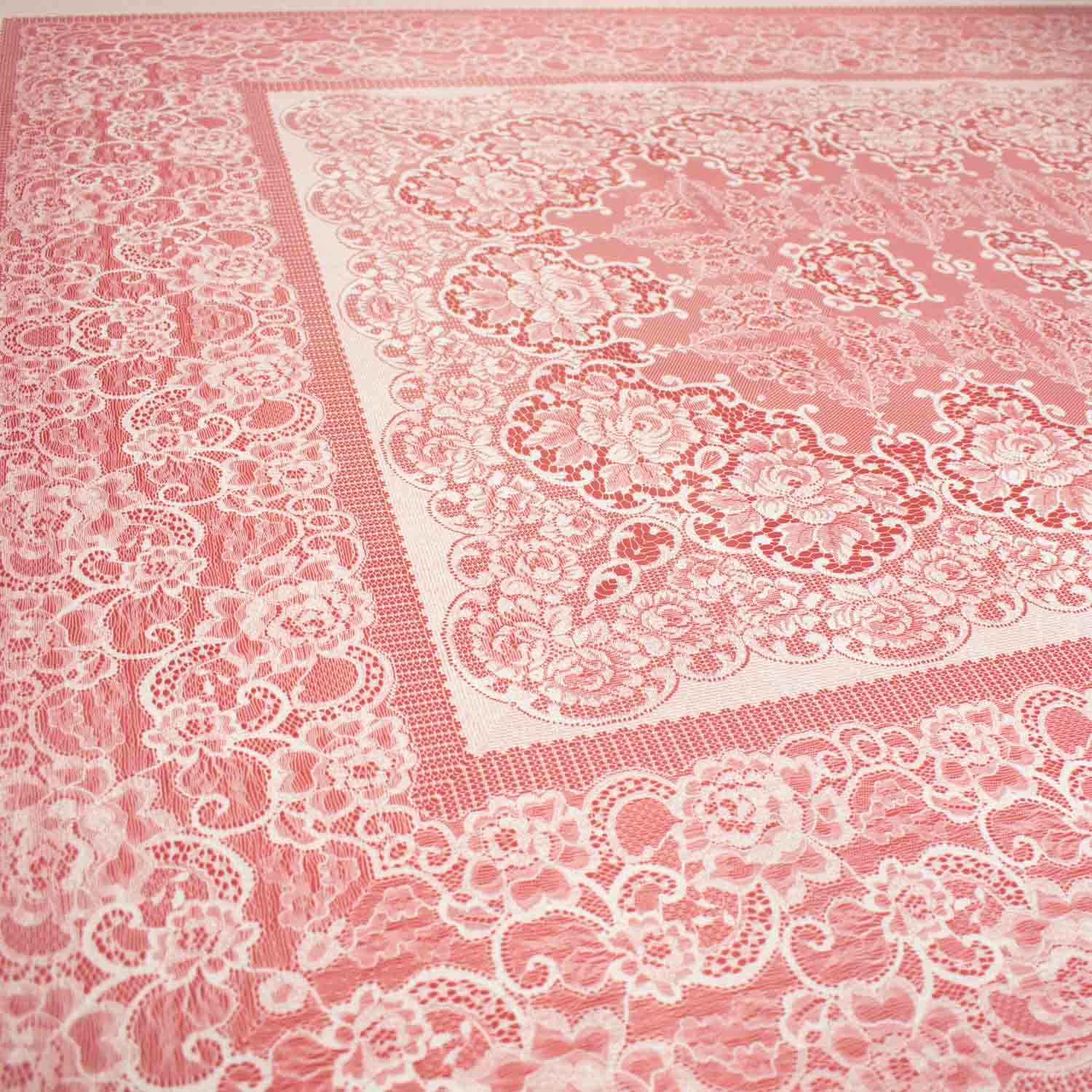 Pink Lace Plastic Tablecloth Fabric 150X120 cm Panel