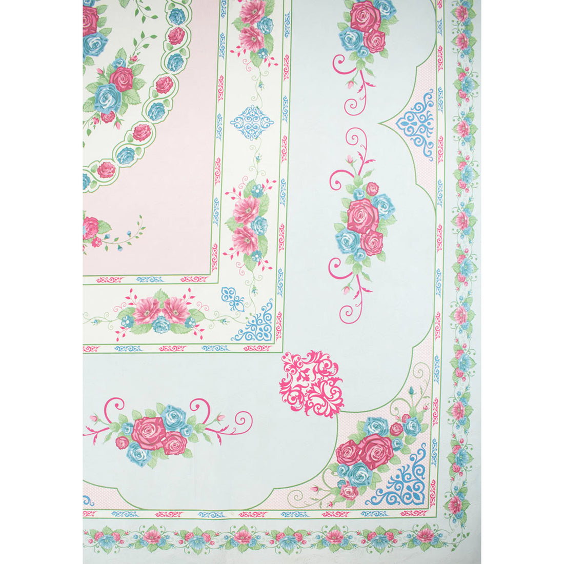 Baby Pink & Blue Rose Plastic Tablecloth Fabric 150X120 cm Panel