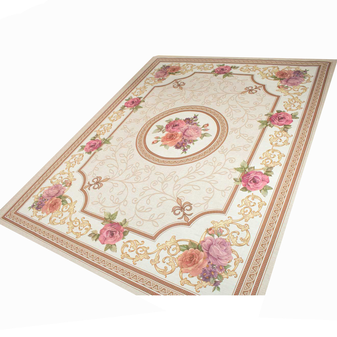 Pink Rose & Vines Plastic Tablecloth Fabric 150X120 cm Panel