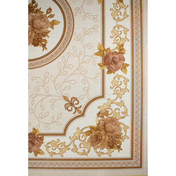 Brown Gold Rose & Vines Plastic Tablecloth Fabric 150X120 cm Panel