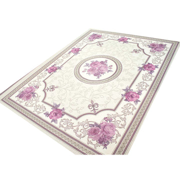 Purple Silver Rose & Vines Plastic Tablecloth Fabric 150X120 cm Panel